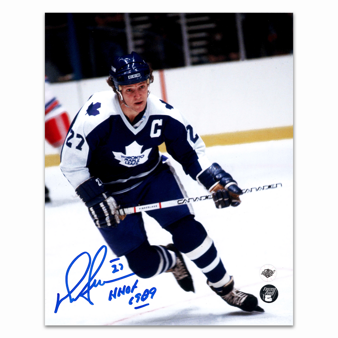 Darryl Sittler Autographed Toronto Maple Leafs Home 8x10 Photo Inscribed HOF