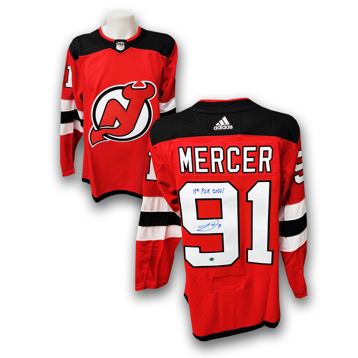 Dawson Mercer Autographed New Jersey Devils Adidas Jersey Inscribed Pick