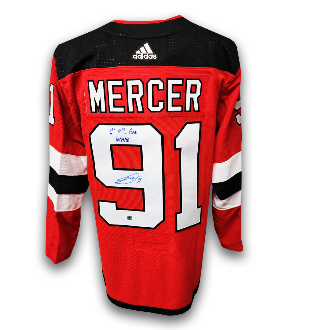 Dawson Mercer Autographed New Jersey Devils Adidas Jersey Inscribed 1st Goal