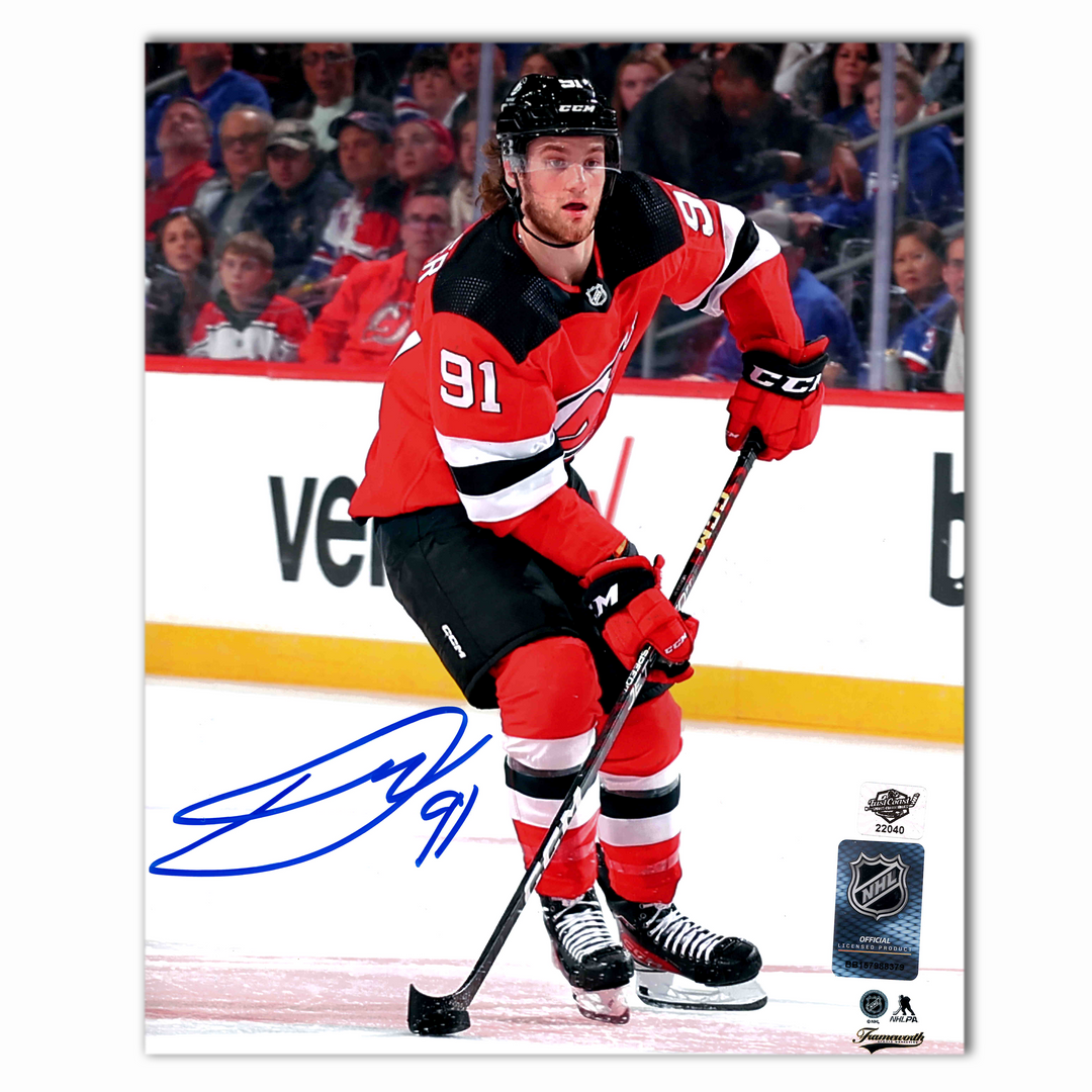 Dawson Mercer Autographed New Jersey Devils Home 8x10 Photo
