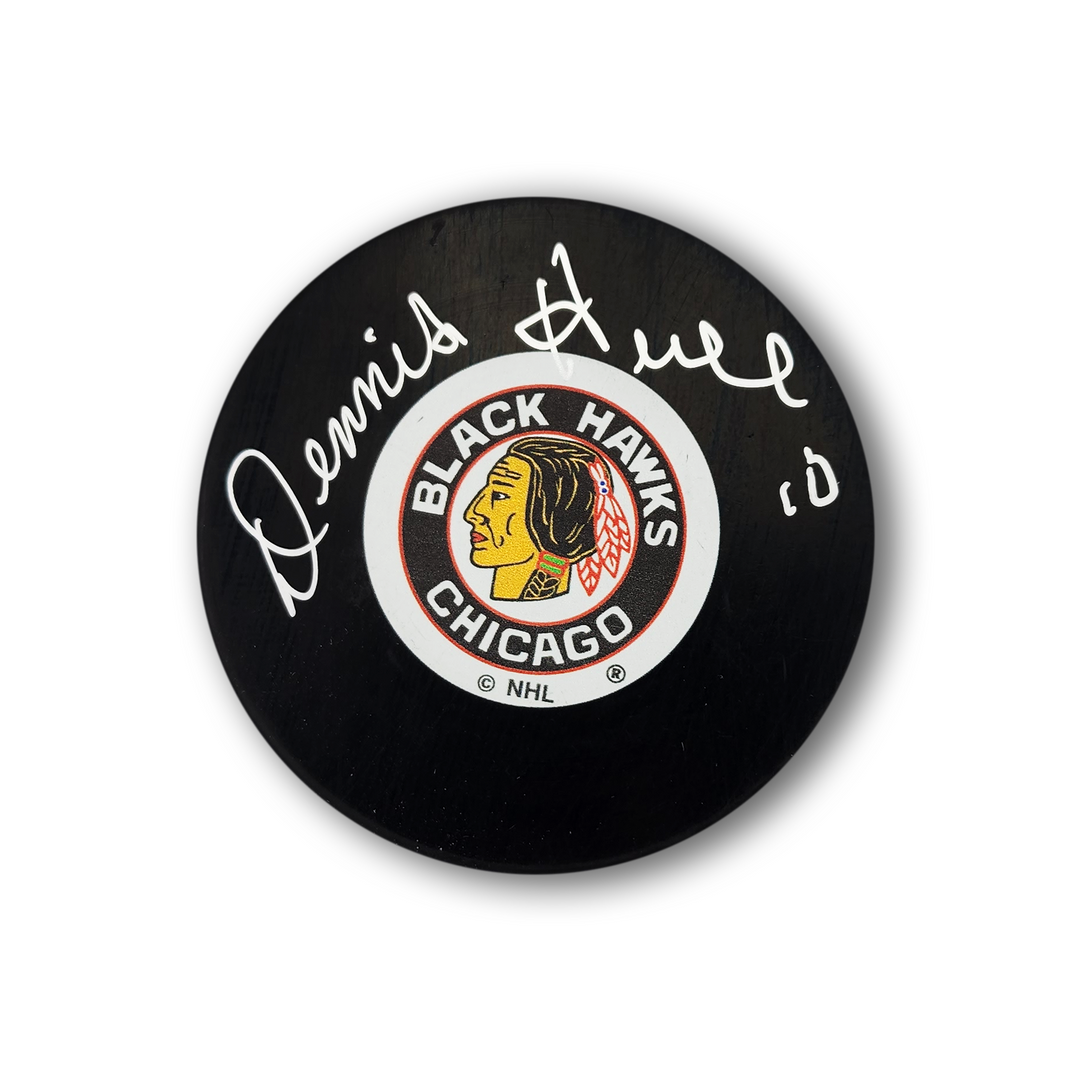 Dennis Hull Autographed Chicago Black Hawks Hockey Puck