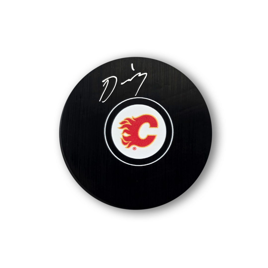 Devin Cooley Autographed Calgary Flames Hockey Puck