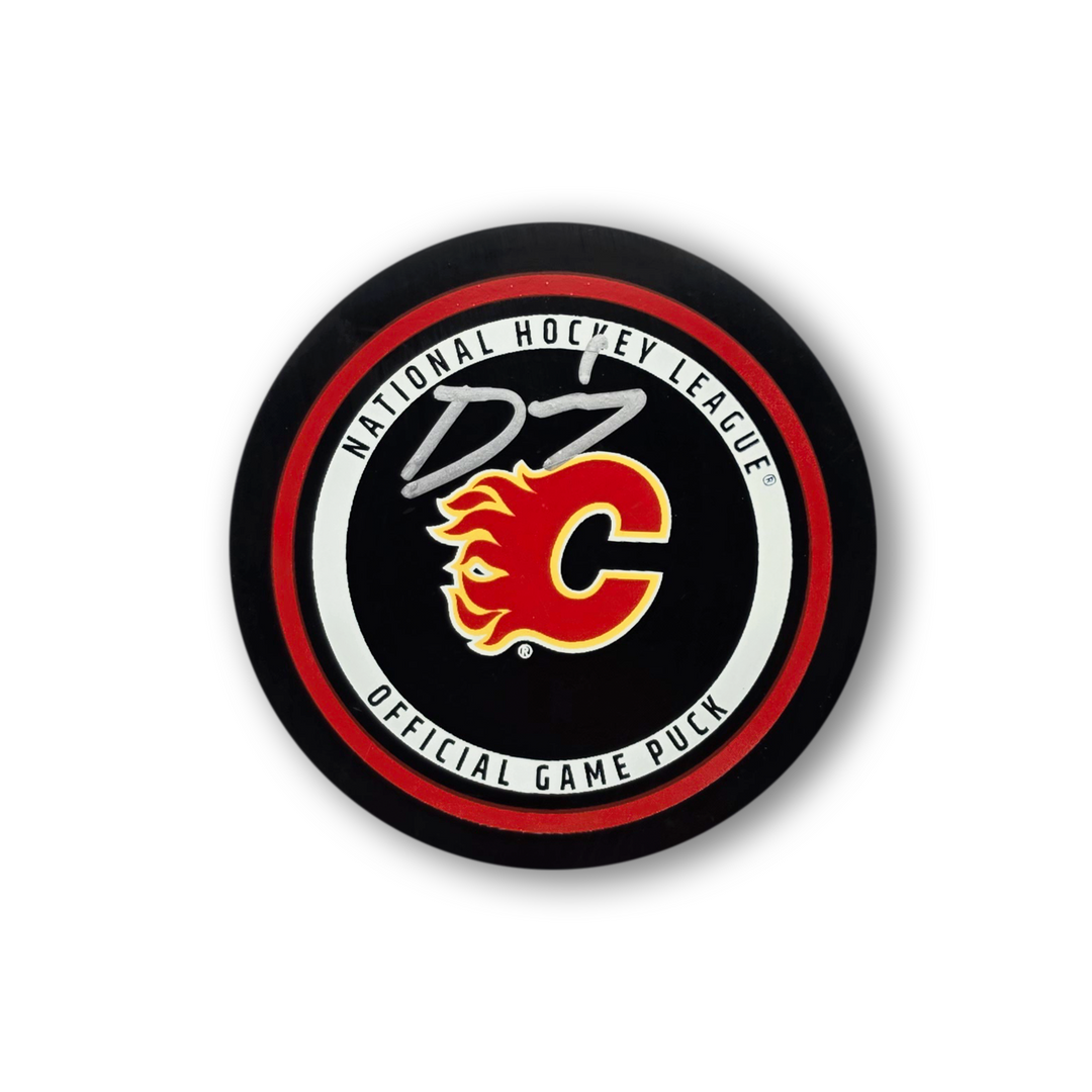 Devin Cooley Autographed Calgary Flames Official Hockey Puck
