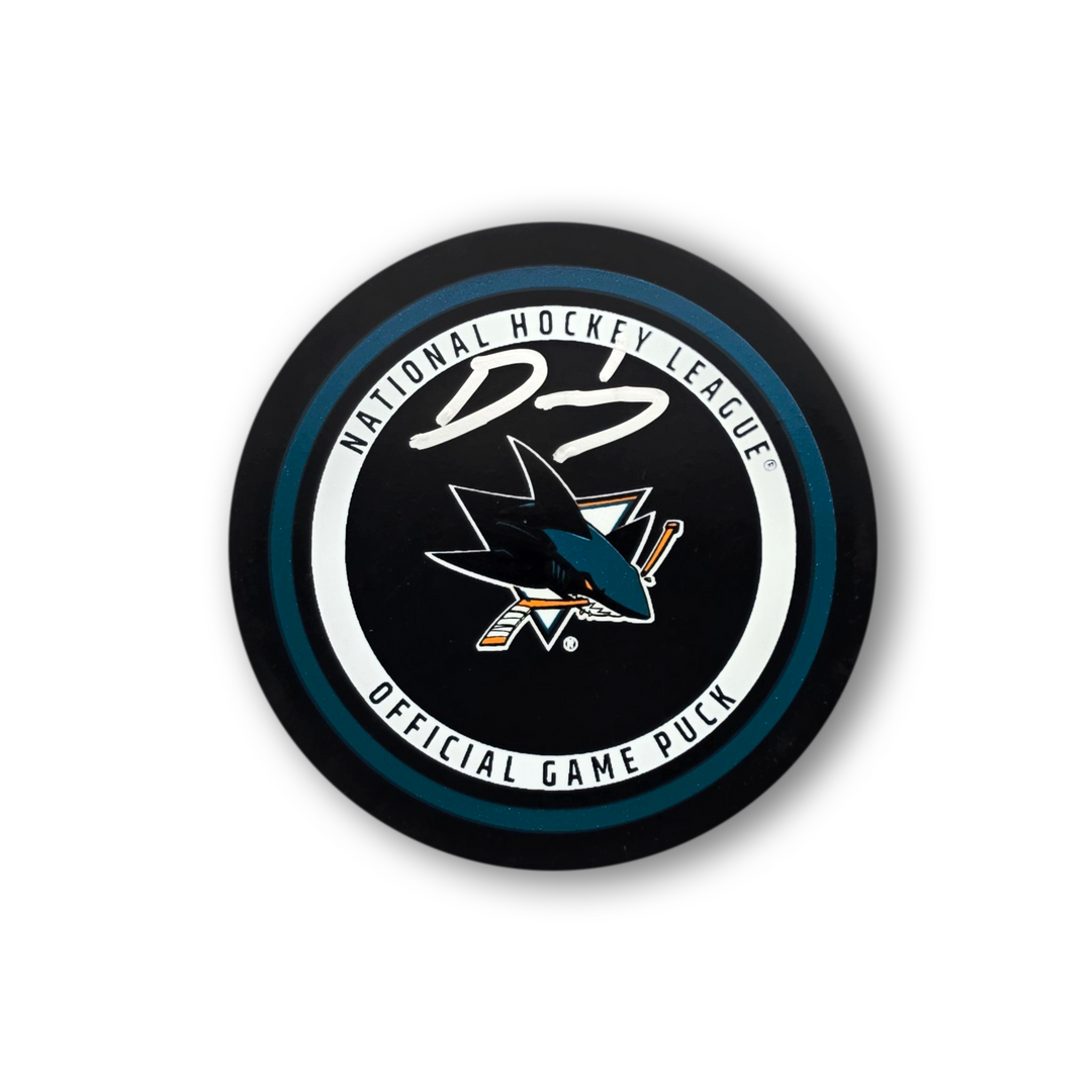 Devin Cooley Autographed San Jose Sharks Official Hockey Puck