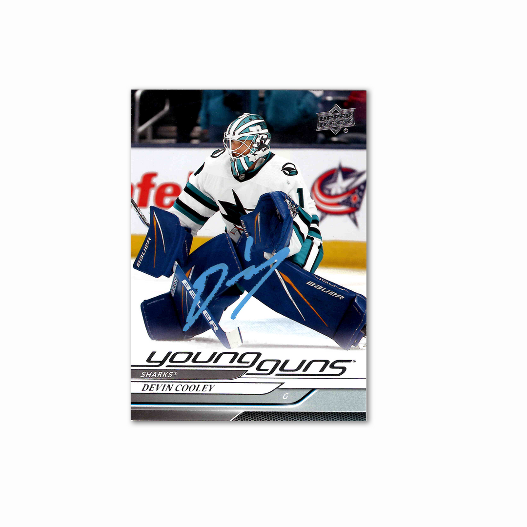 Devin Cooley Autographed San Jose Sharks Young Guns Hockey Card (Baby Blue)