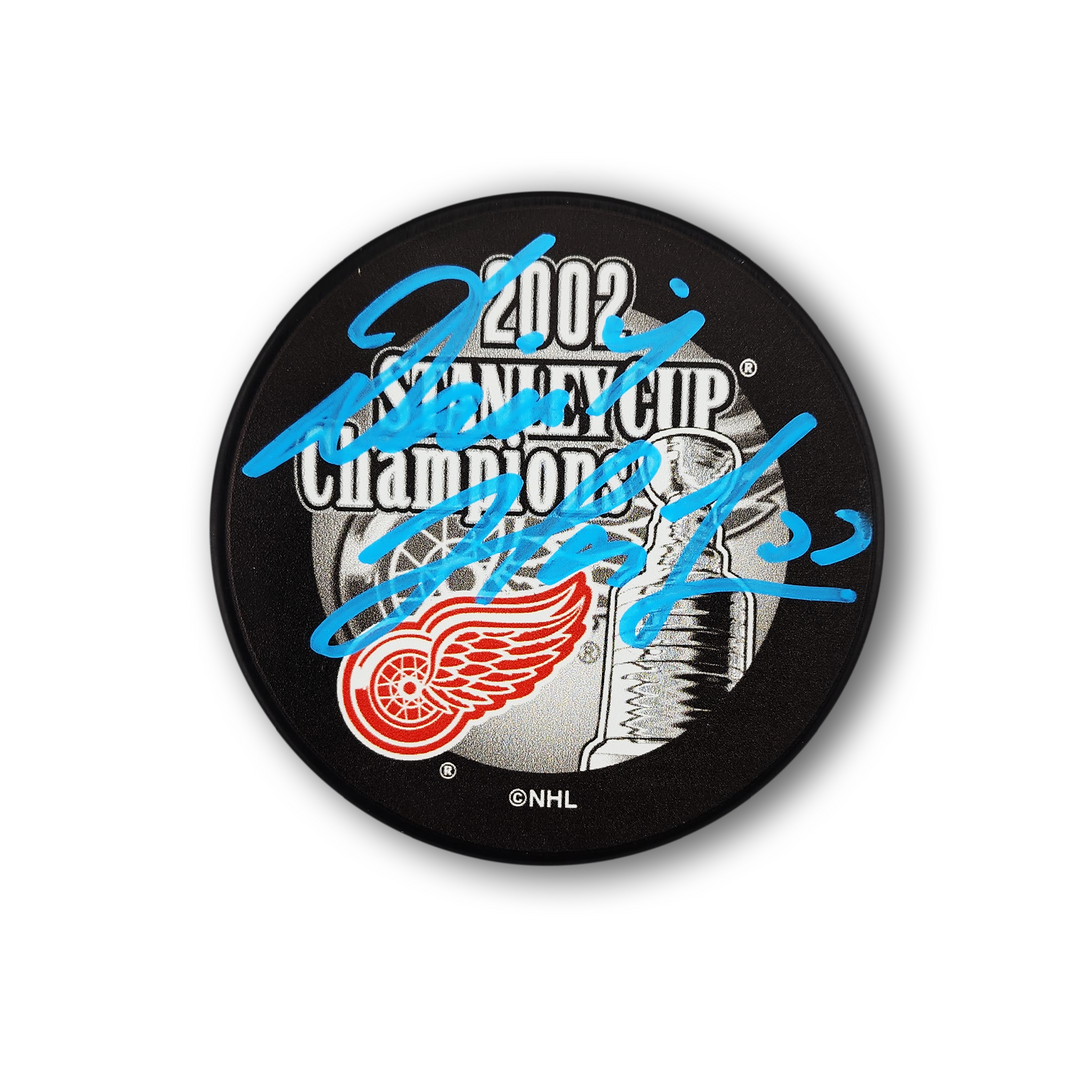 Dominik Hasek Autographed Detroit Red Wings 2002 Stanley Cup Hockey Puck