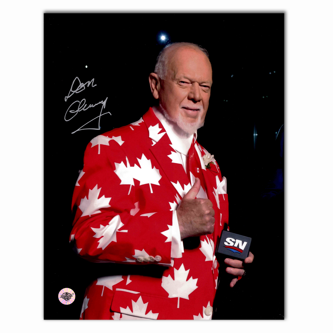 Don Cherry Autographed Hockey Night In Canada 8x10 Photo (Canada Jacket)