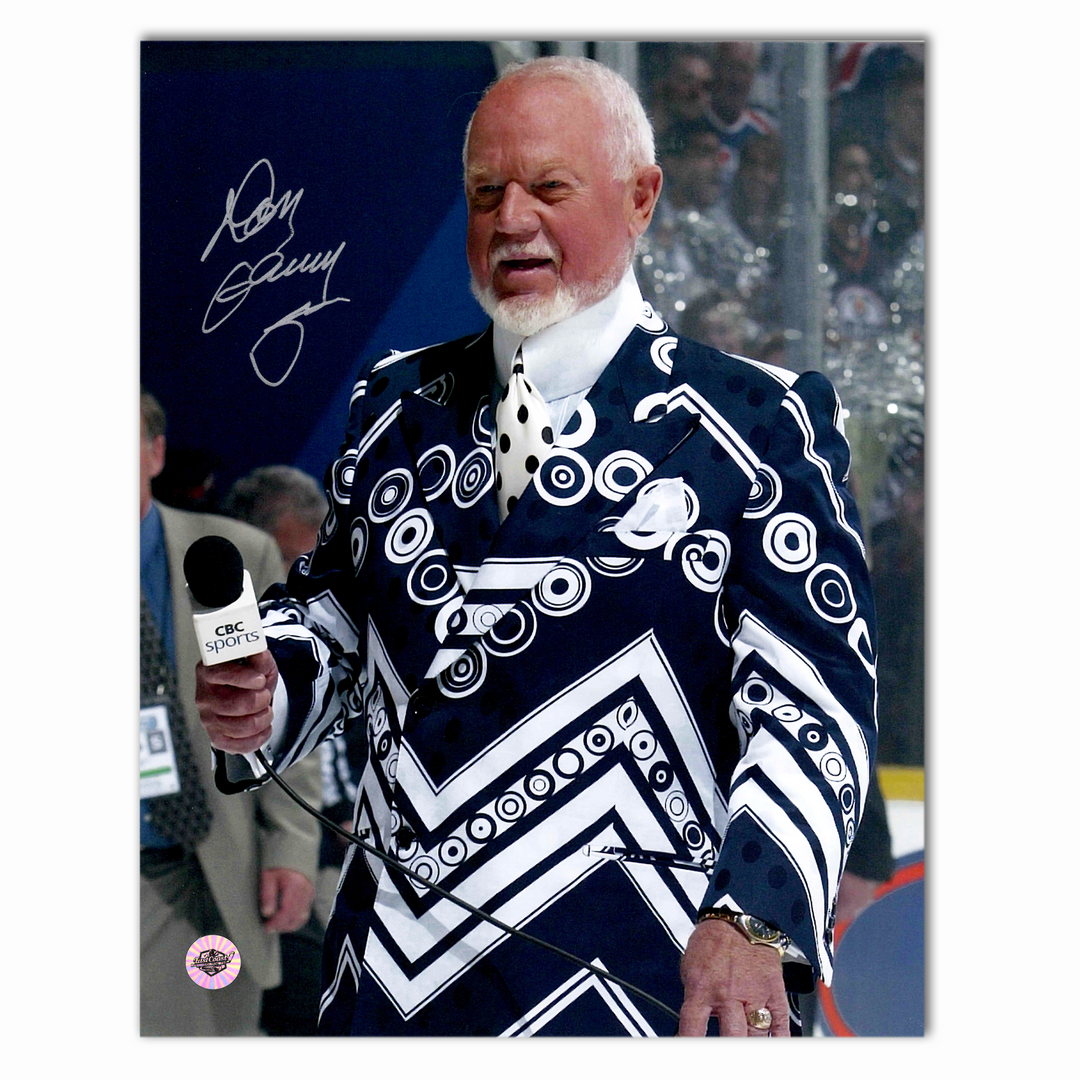 Don Cherry Autographed Hockey Night In Canada 8x10 Photo (Polka Dot Tie)
