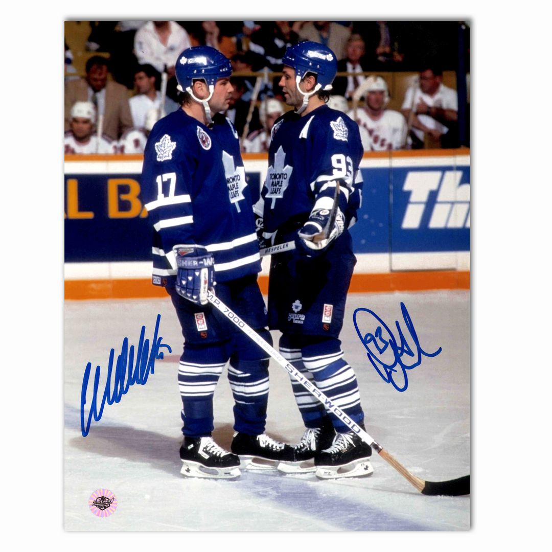 Doug Gilmour and Wendel Clark Autographed Toronto Maple Leafs Home 8x10 Photo