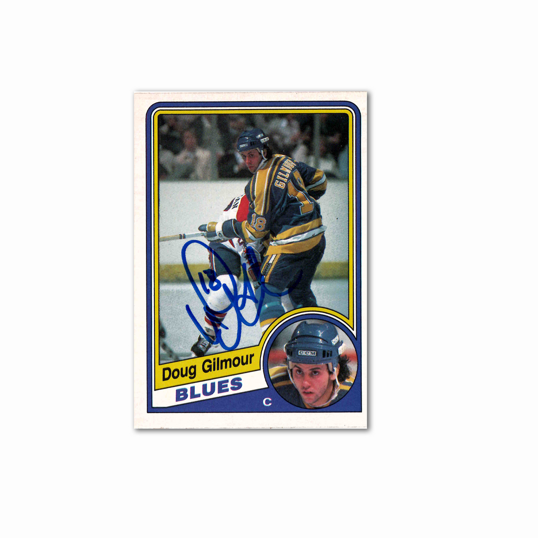 Doug Gilmour Autographed St. Louis Blues 1984-85 O-Pee-Chee Hockey Rookie Card #185