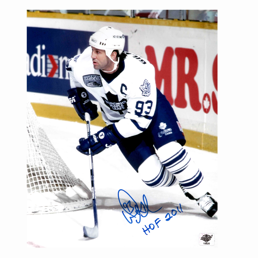 Doug Gilmour Autographed Toronto Maple Leafs 8x10 Away Photo (Garden)