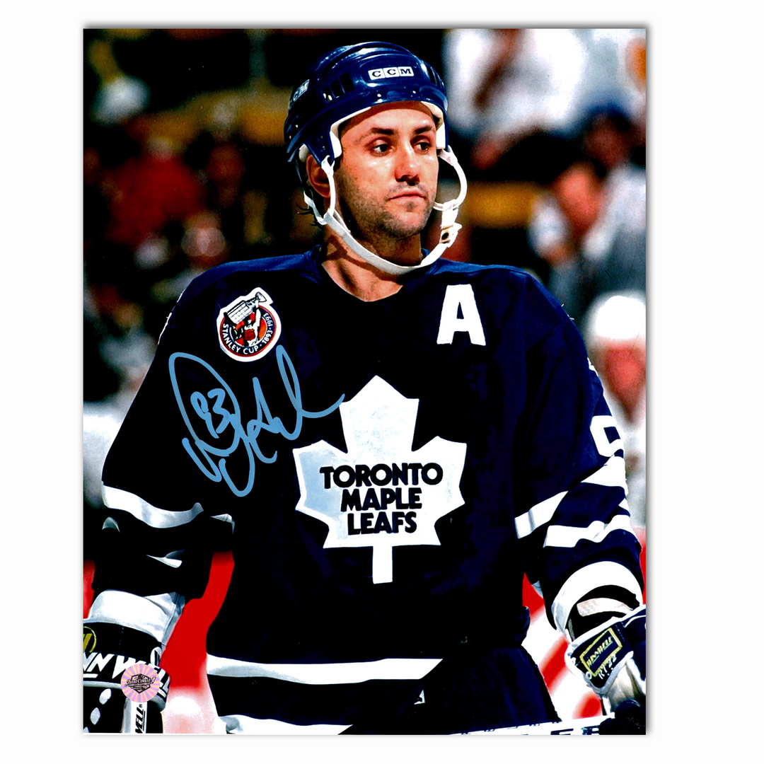 Doug Gilmour Autographed Toronto Maple Leafs Home 8x10 Photo (Close Up)