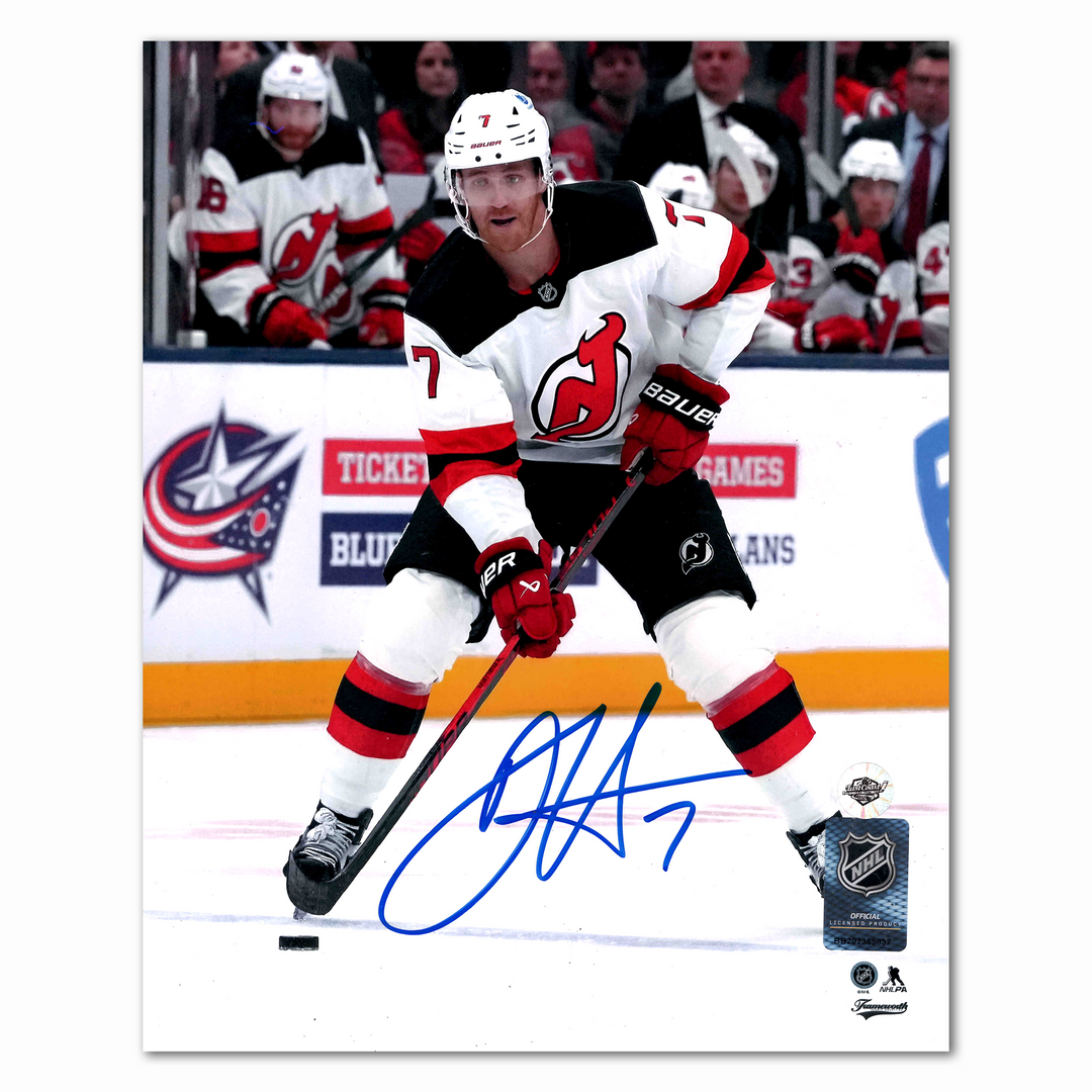 Dougie Hamilton Autographed New Jersey Devils Away 8x10 Photo