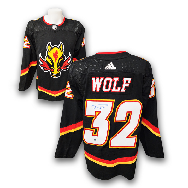Dustin Wolf Autographed Calgary Flames Alternate Adidas Jersey