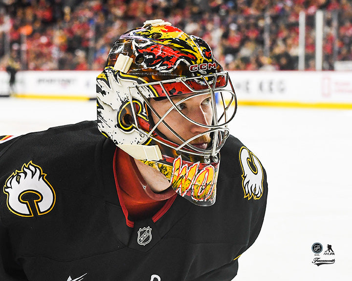 Pre-Order - Dustin Wolf Autographed Calgary Flames Alternate Close Up 8x10 Photo