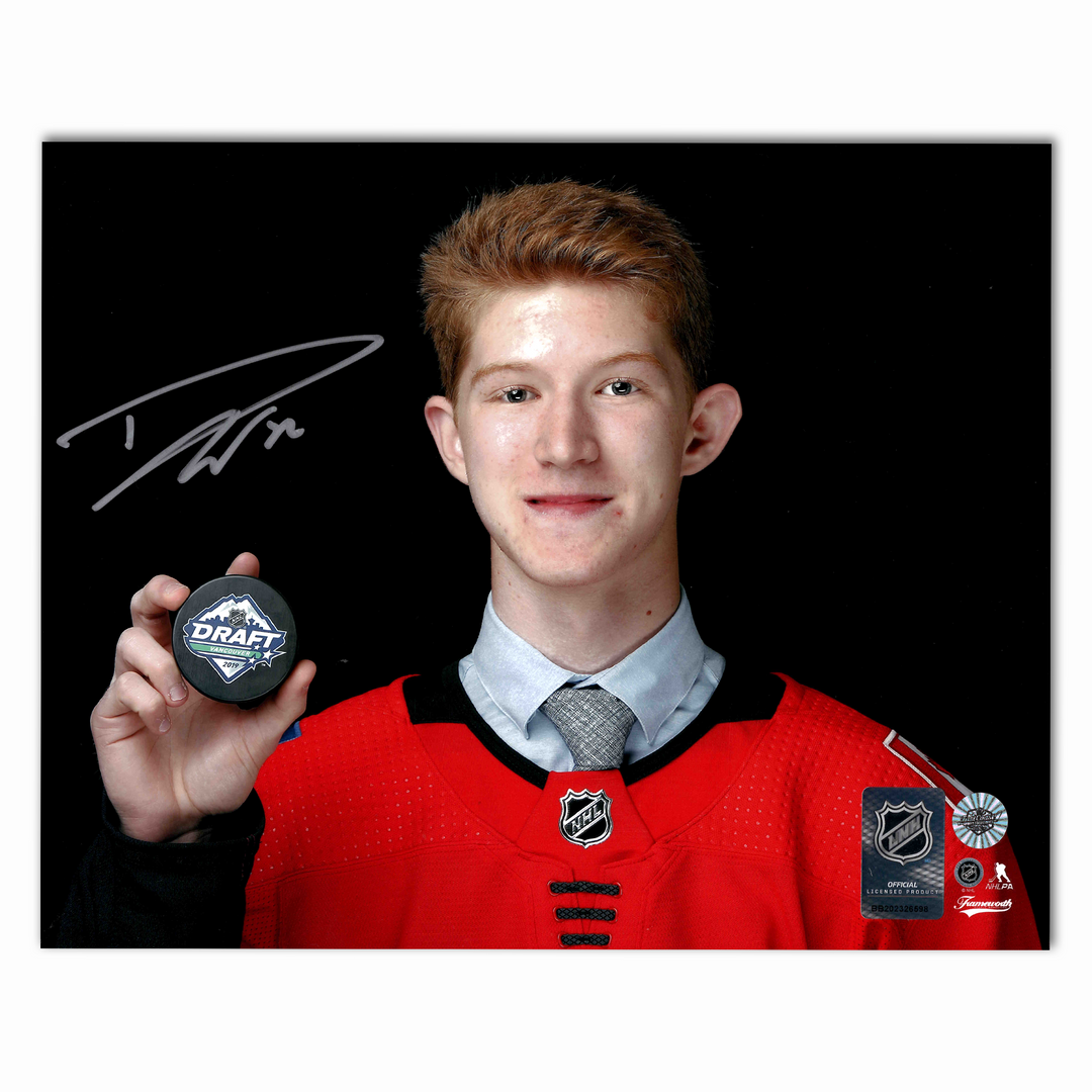 Dustin Wolf Autographed Calgary Flames NHL Draft 8x10 Photo