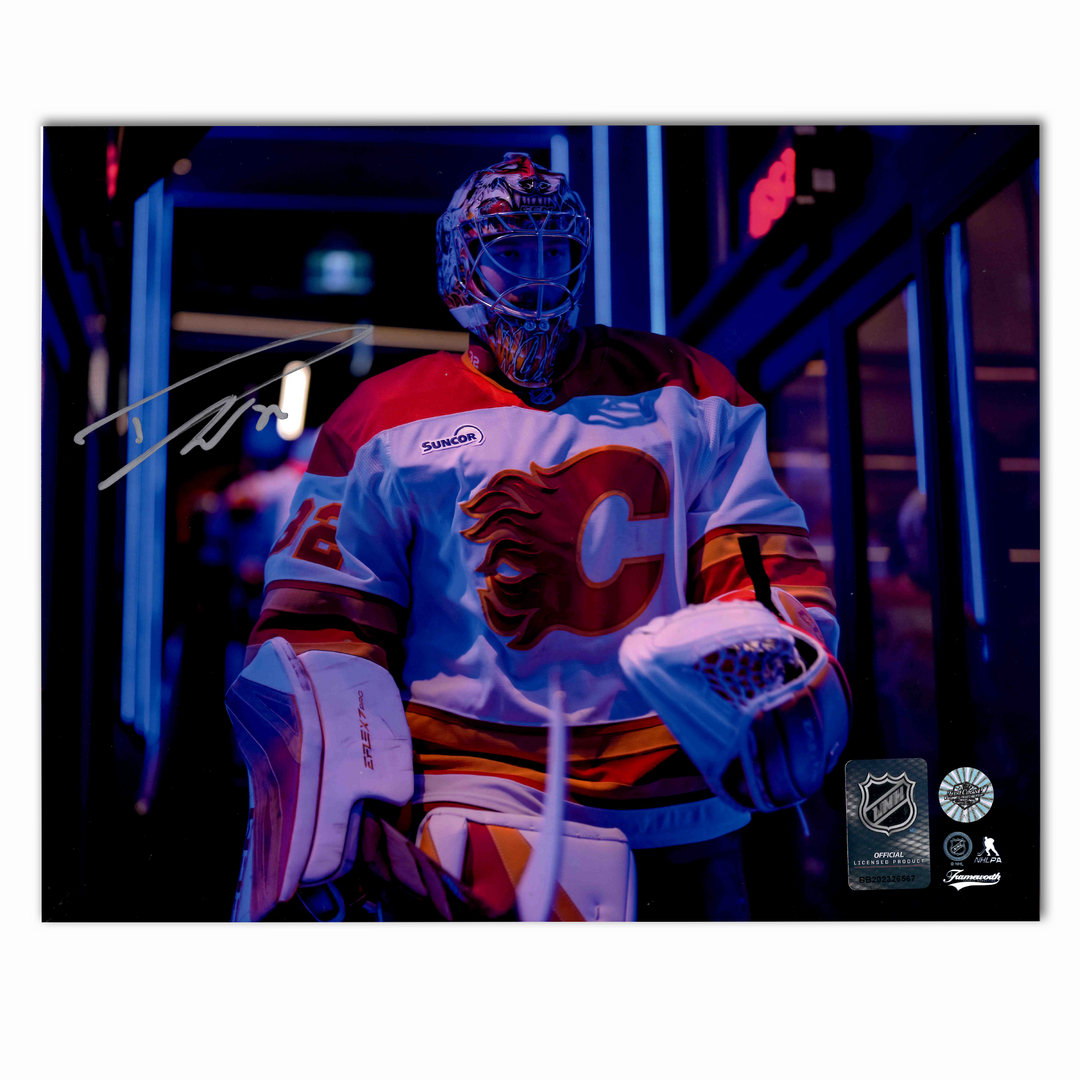 Dustin Wolf Autographed Calgary Flames Away Entrance 8x10 Photo