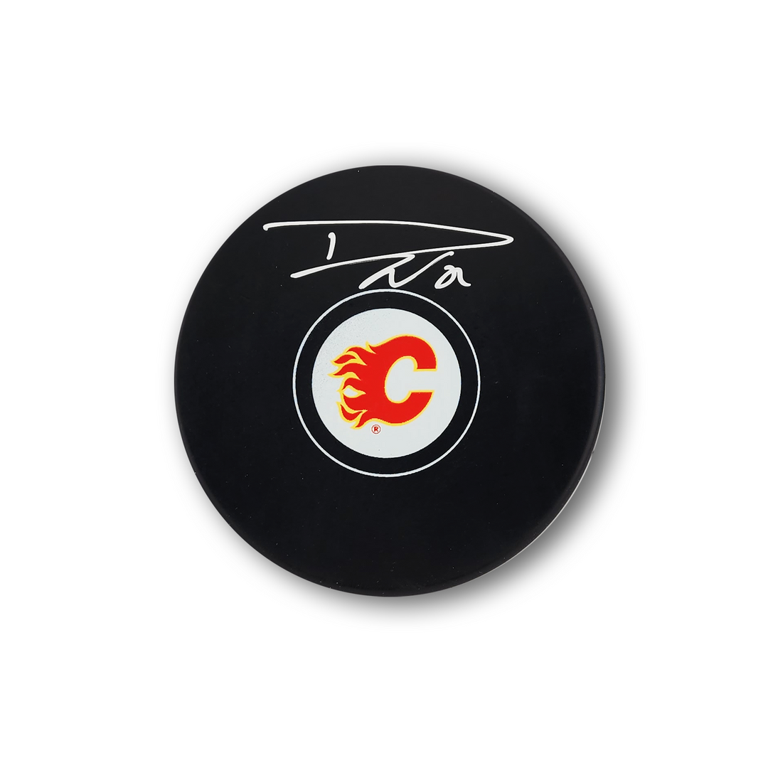 Dustin Wolf Autographed Calgary Flames Hockey Puck