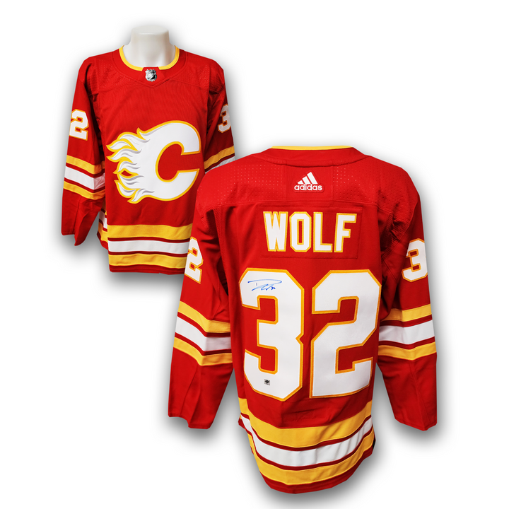 Dustin Wolf Autographed Calgary Flames Home Adidas Jersey