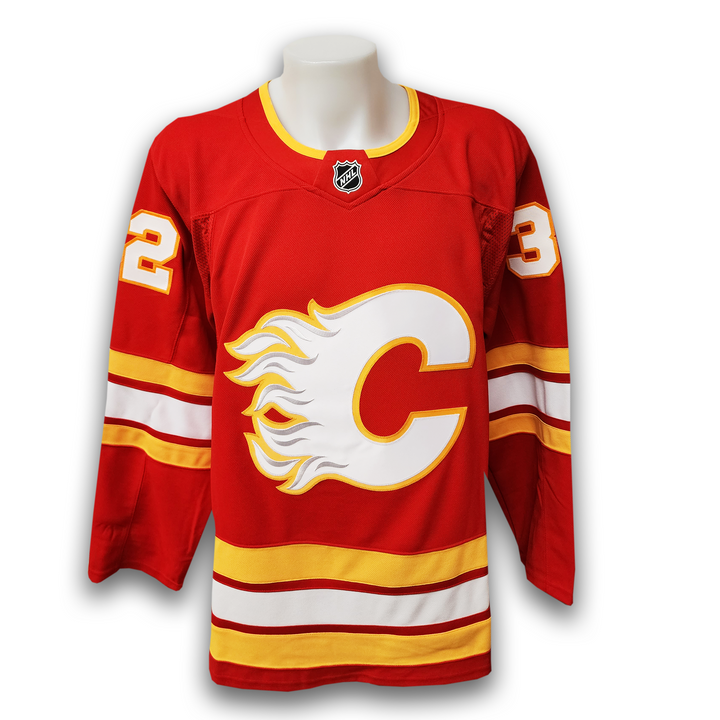Dustin Wolf Autographed Calgary Flames Home Fanatics Premium Jersey