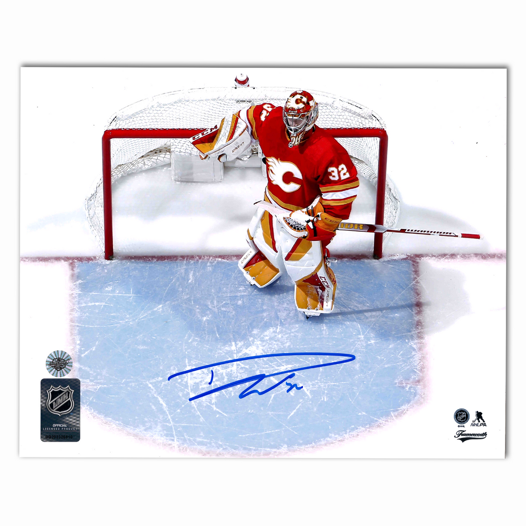 Dustin Wolf Autographed Calgary Flames Home Horizontal 8x10 Photo