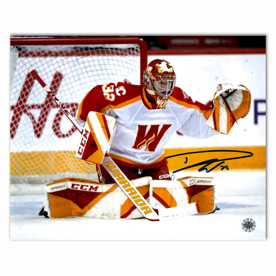 Dustin Wolf Autographed Calgary Wranglers Away 8x10 Photo