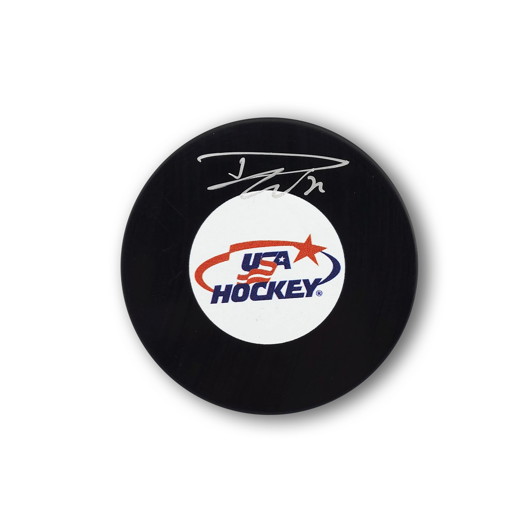 Dustin Wolf Autographed Team USA Hockey Puck
