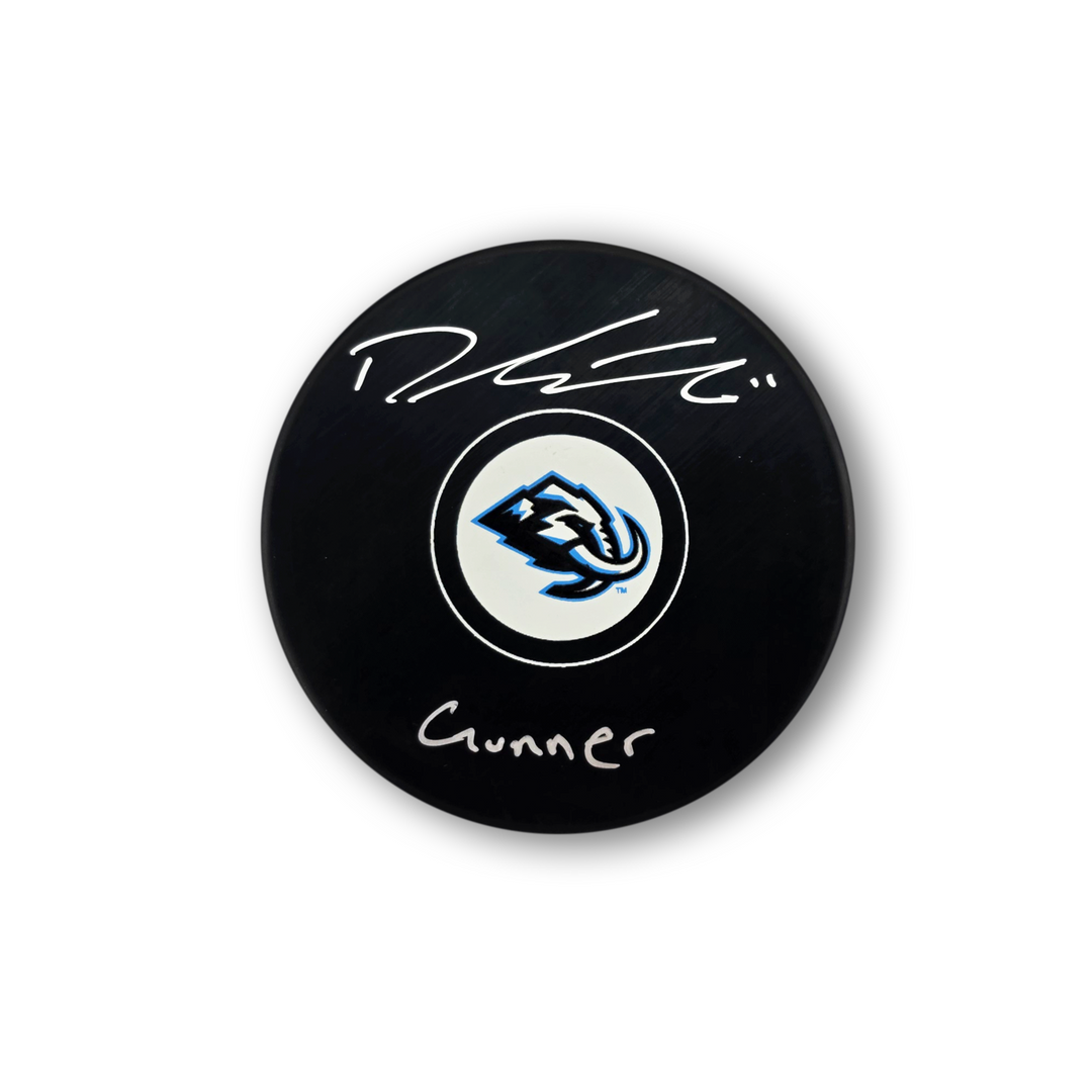 Dylan Guenther Autographed Utah Mammoth Hockey Puck Gunner