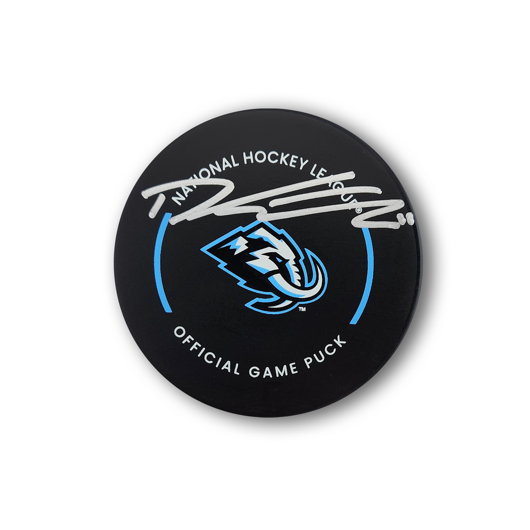 Dylan Guenther Autographed Utah Mammoth Official Hockey Puck