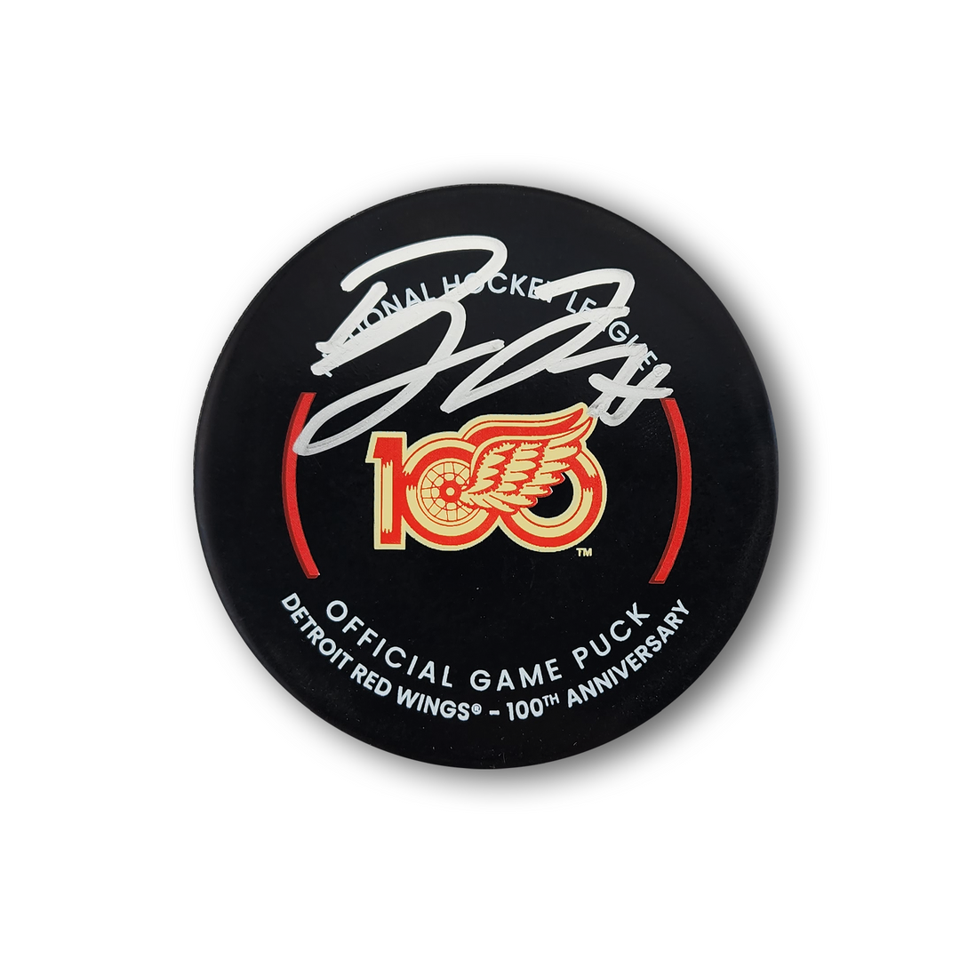 Dylan Larkin Autographed Detroit Red Wings 100th Year Official Hockey Puck