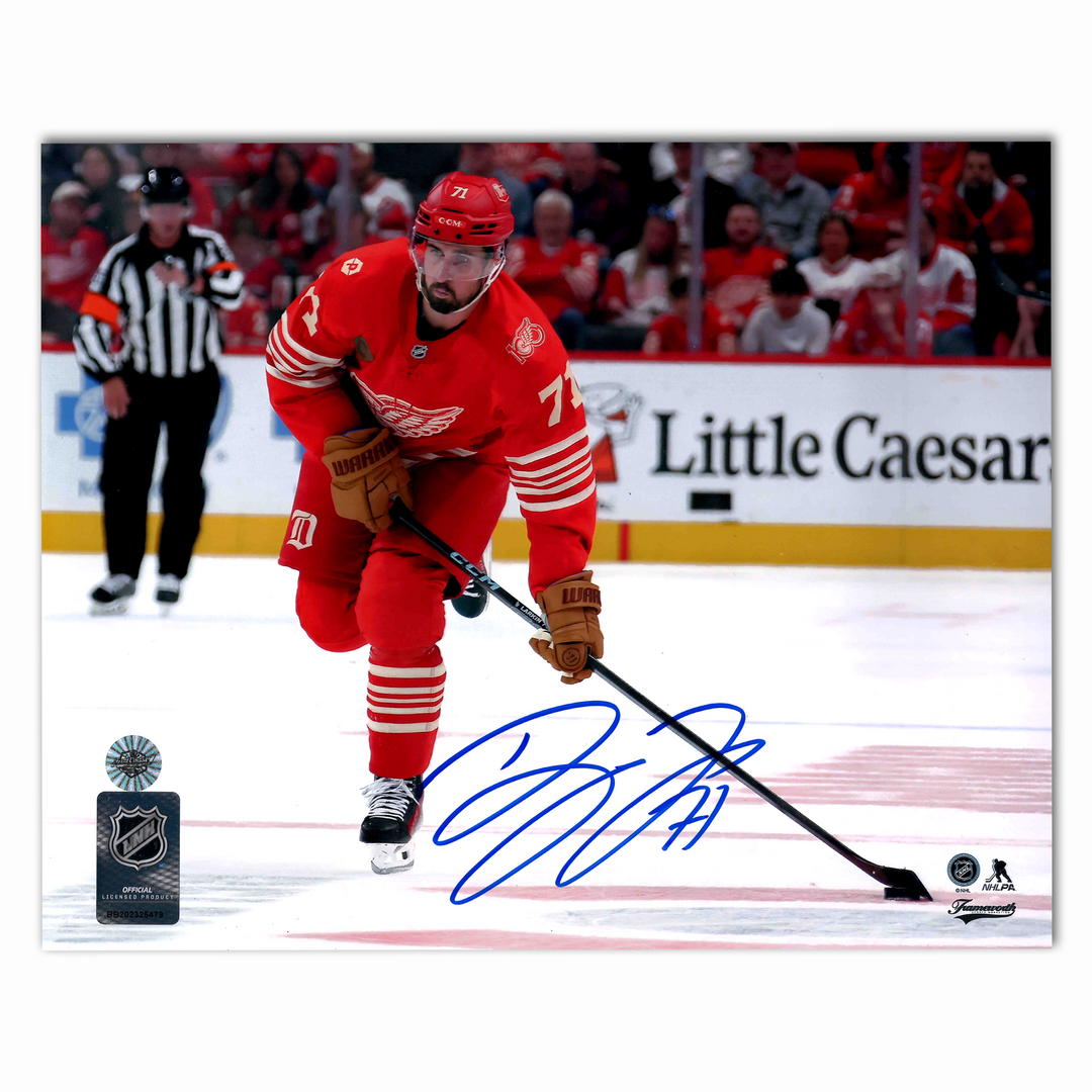Dylan Larkin Autographed Detroit Red Wings 100th Year 8x10 Photo