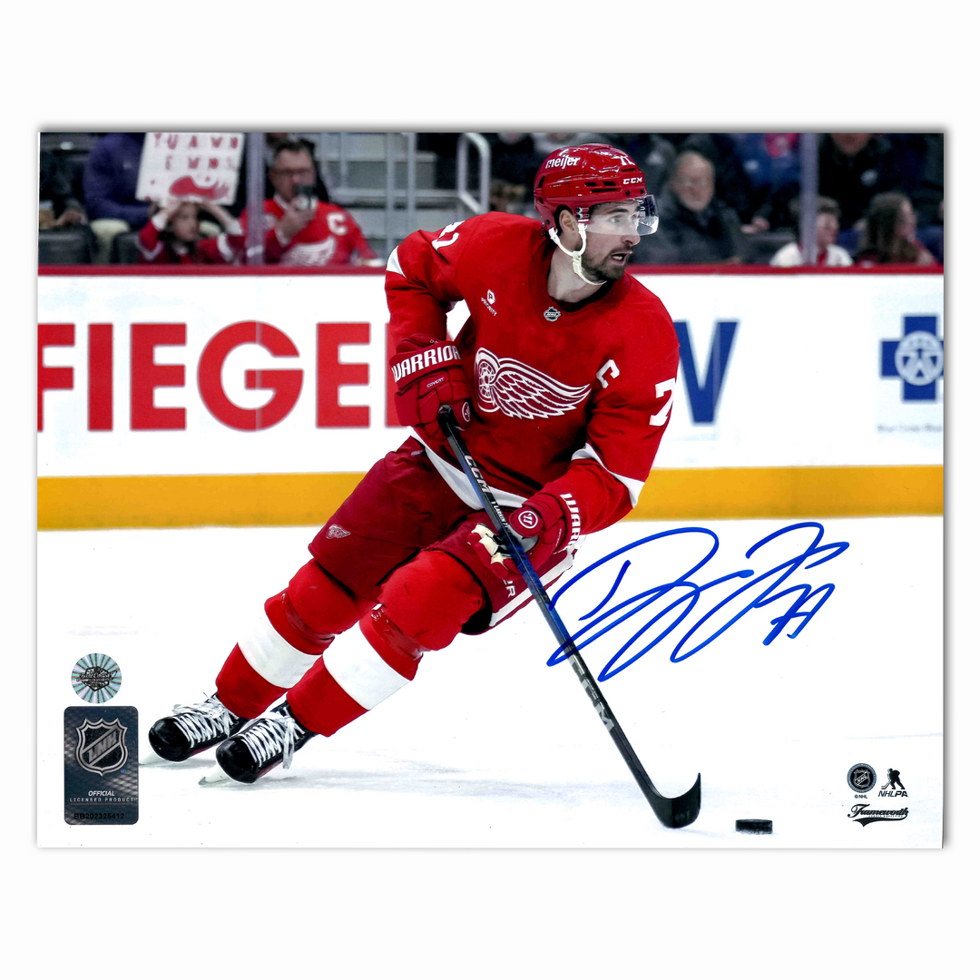Dylan Larkin Autographed Detroit Red Wings Home Horizontal 8x10 Photo