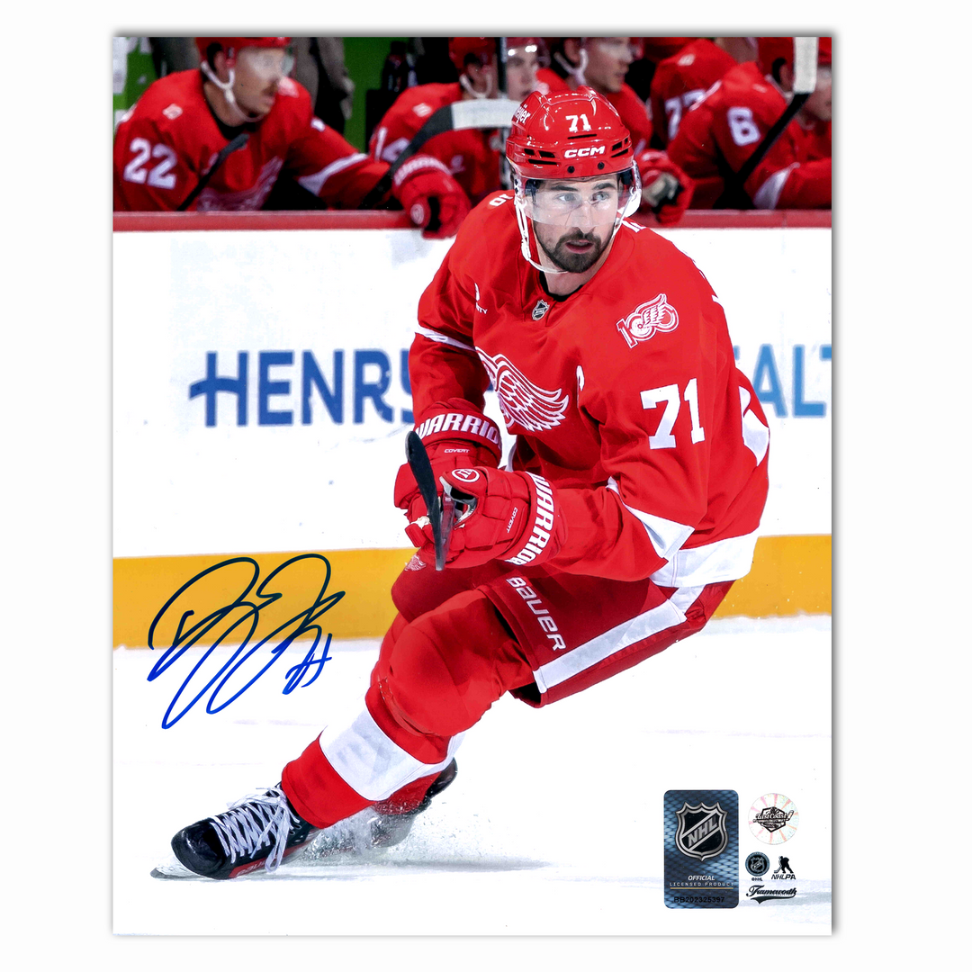 Dylan Larkin Autographed Detroit Red Wings Home 8x10 Photo