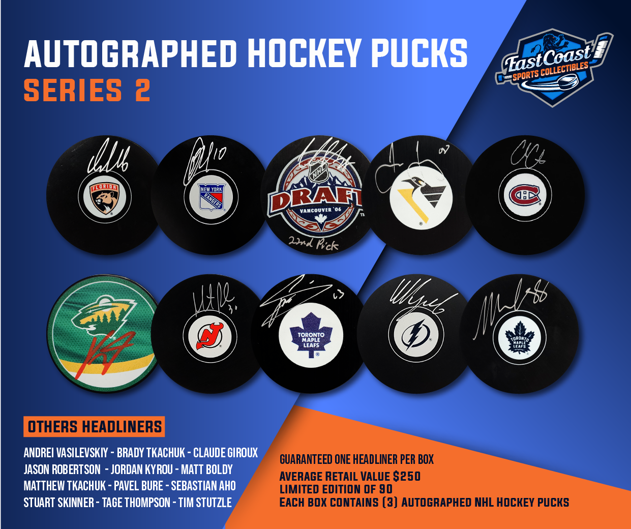 East Coast Sports Collectibles Series 2 Autographed Hockey Pucks Mystery Box