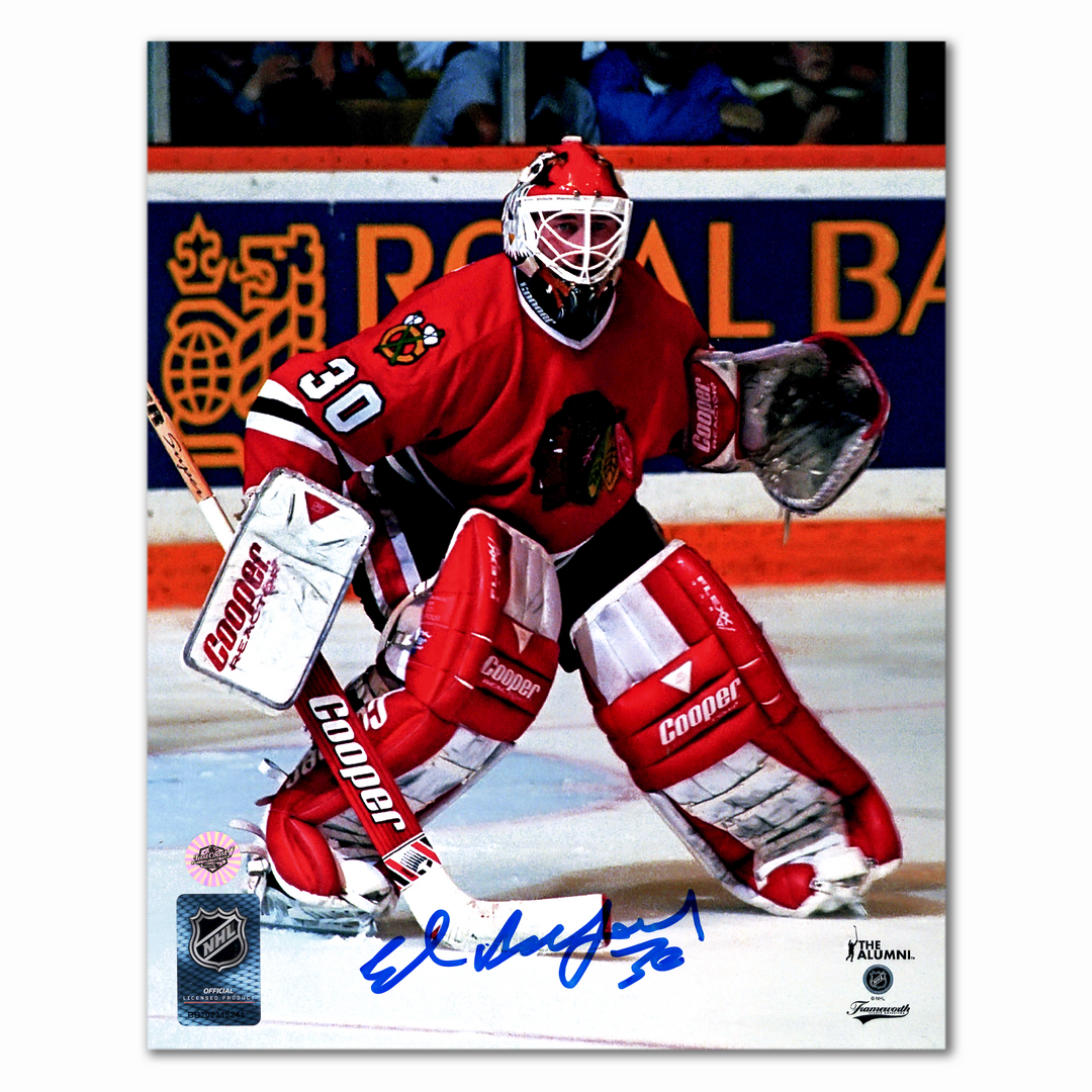 Ed Belfour Autographed Chicago Black Hawks Home 8x10 Photo