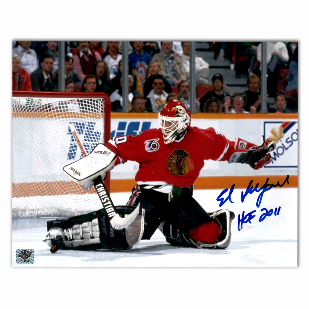 Ed Belfour Autographed Chicago Black Hawks 8x10 Horizontal Photo