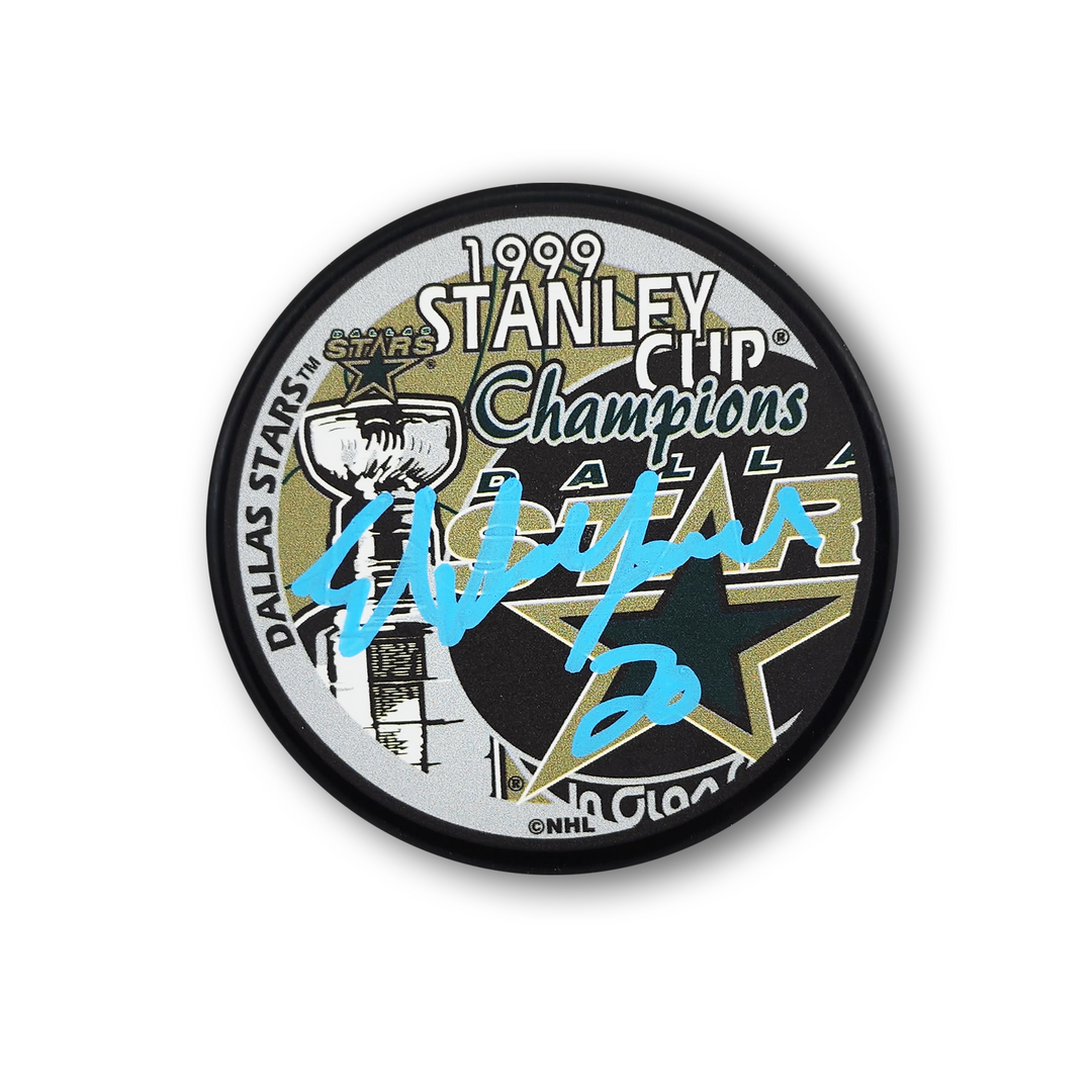 Ed Belfour Autographed Dallas Stars 1999 Stanley Cup Hockey Puck