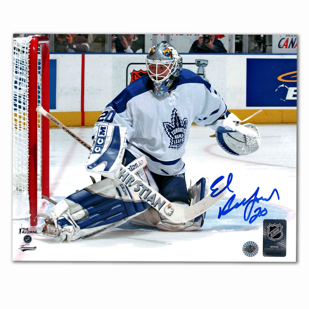 Ed Belfour Autographed Toronto Maple Leafs Away 8x10 Horizontal Photo