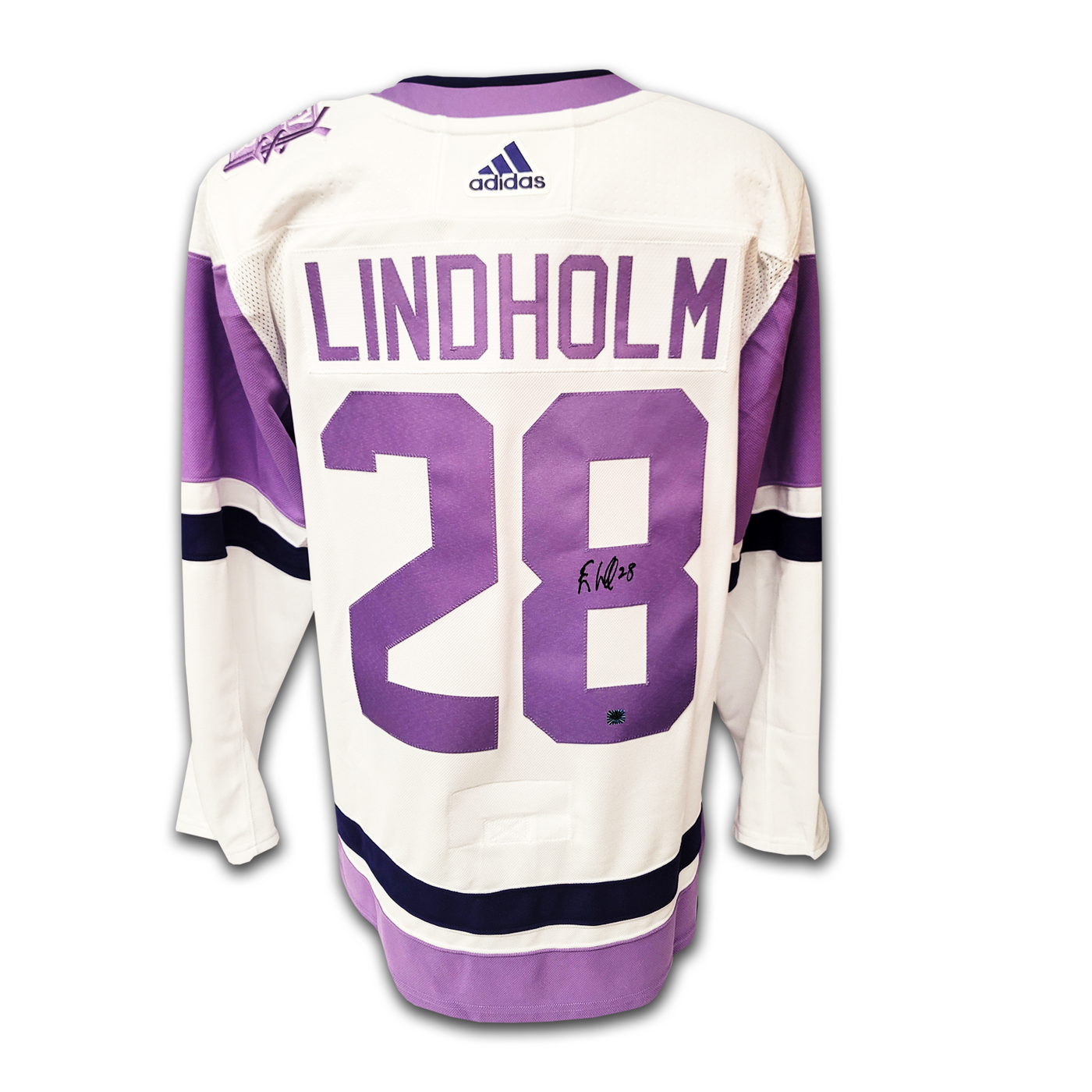 Elias Lindholm Calgary Flames 2022 Hockey Fights Cancer Adidas Jersey