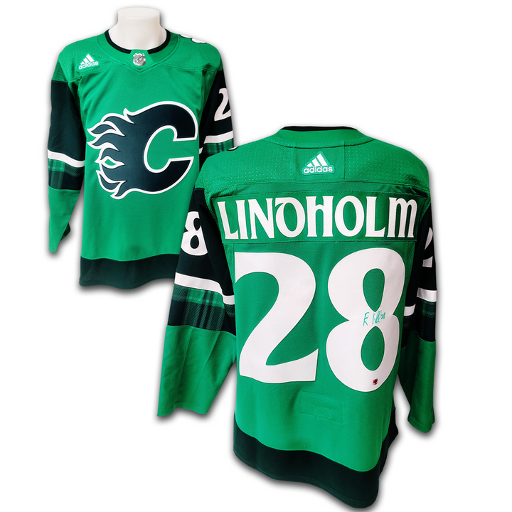 Elias Lindholm Calgary Flames 2022 St Patricks Adidas Jersey