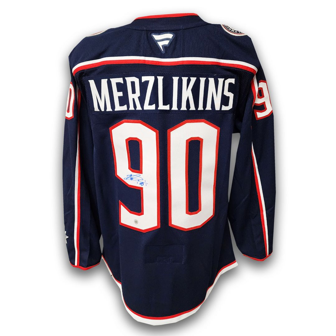 Elvis Merzlikins Autographed Columbus Blue Jackets Home Fanatics Premium Jersey
