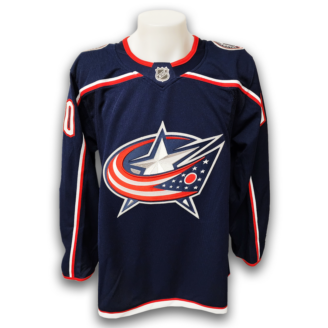 Elvis Merzlikins Autographed Columbus Blue Jackets Home Fanatics Premium Jersey