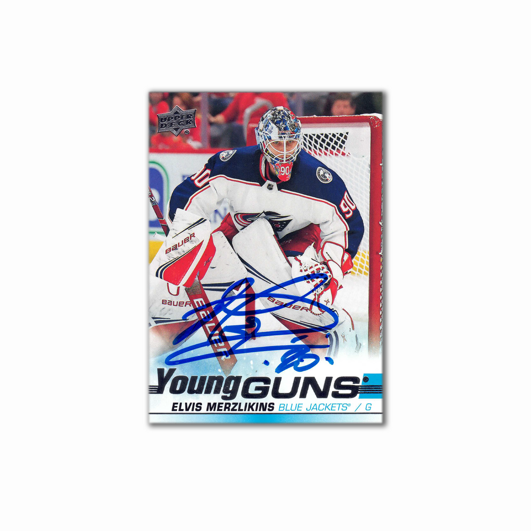 2019-20 UD Young Guns #466 ELVIS MERZLIKINS Autographed Rookie Card