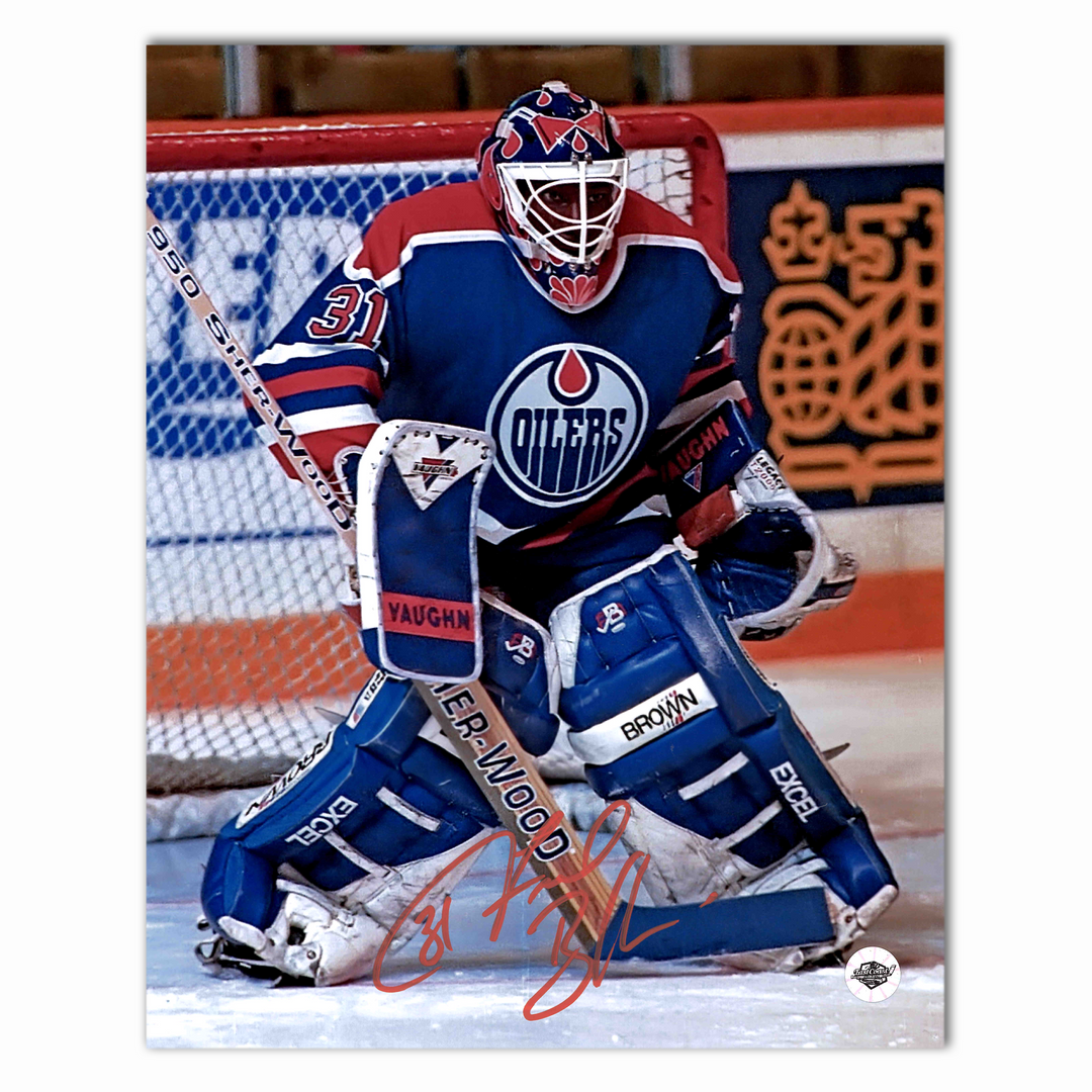 Fred Brathwaite Autographed Edmonton Oilers Home 8x10 Photo