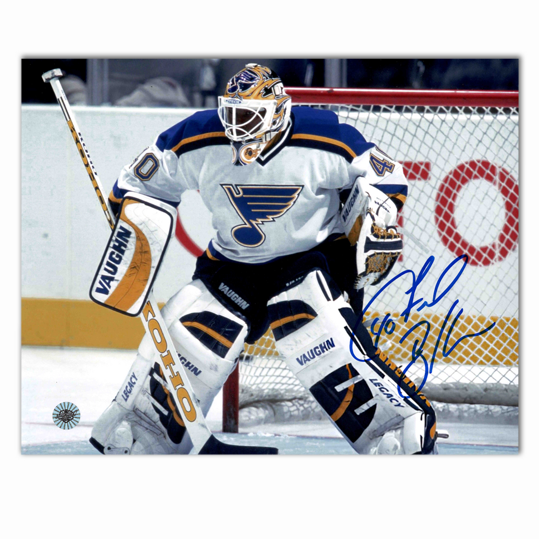 Fred Brathwaite Autographed St. Louis Blues Away Horizontal 8x10 Photo