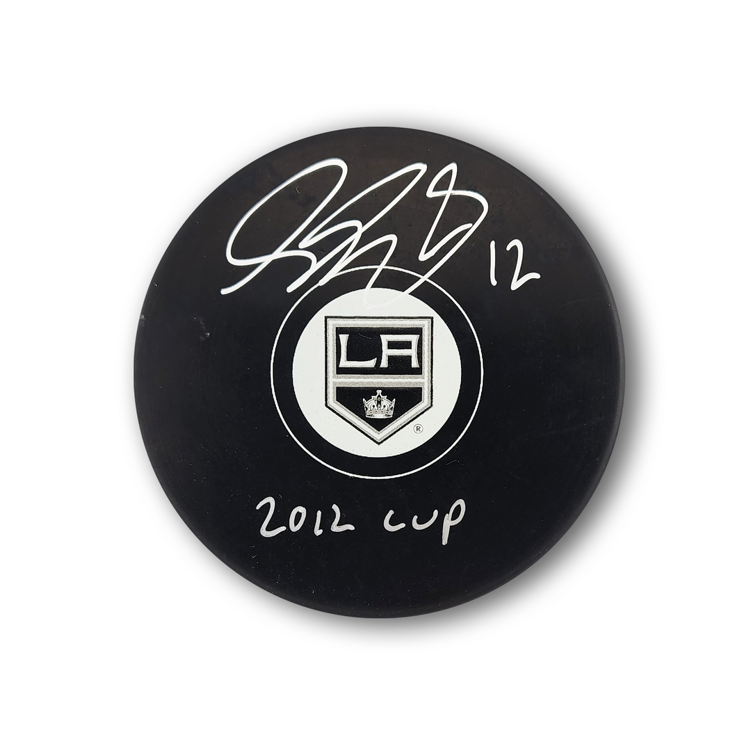 Simon Gagne Autographed Los Angeles Kings Hockey Puck Inscribed 2012 Cup