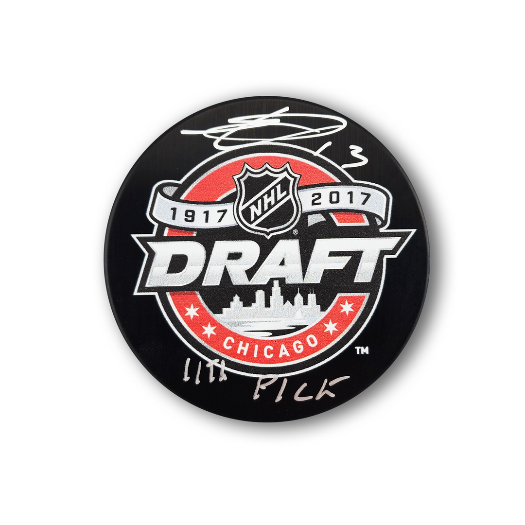 Gabriel Vilardi Autographed 2017 NHL Draft Hockey Puck Inscribed 11th Pick