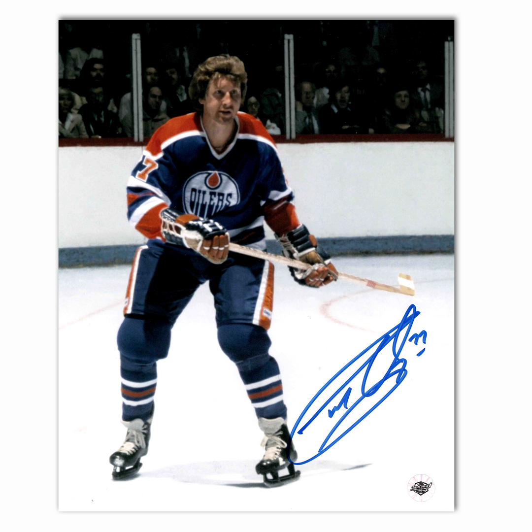 Garry Unger Autographed Edmonton Oilers Home 8x10 Photo (Defensive Zone)