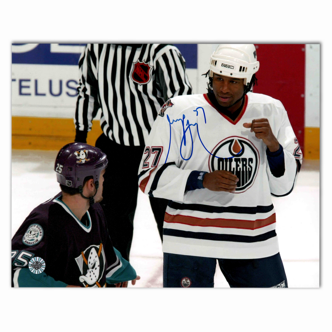 Georges Laraque Autographed Edmonton Oilers Ready to Fight 8x10 Photo