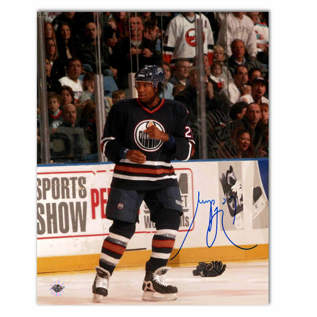 Georges Laraque Autographed Edmonton Oilers Squaring Off 8x10 Photo